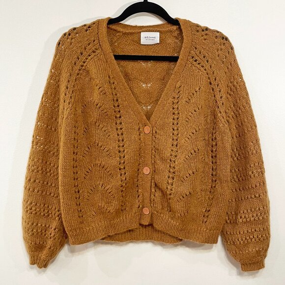 Sezane Sweaters - Rare! EUC Sezane Dereck Mohair Merino Cardigan Brown Large